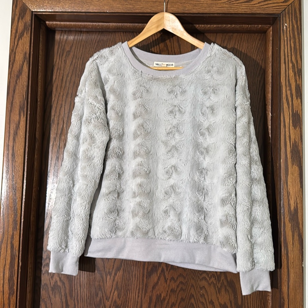Gray soft and fluffy sweatshirt from Nordstrom’s.
